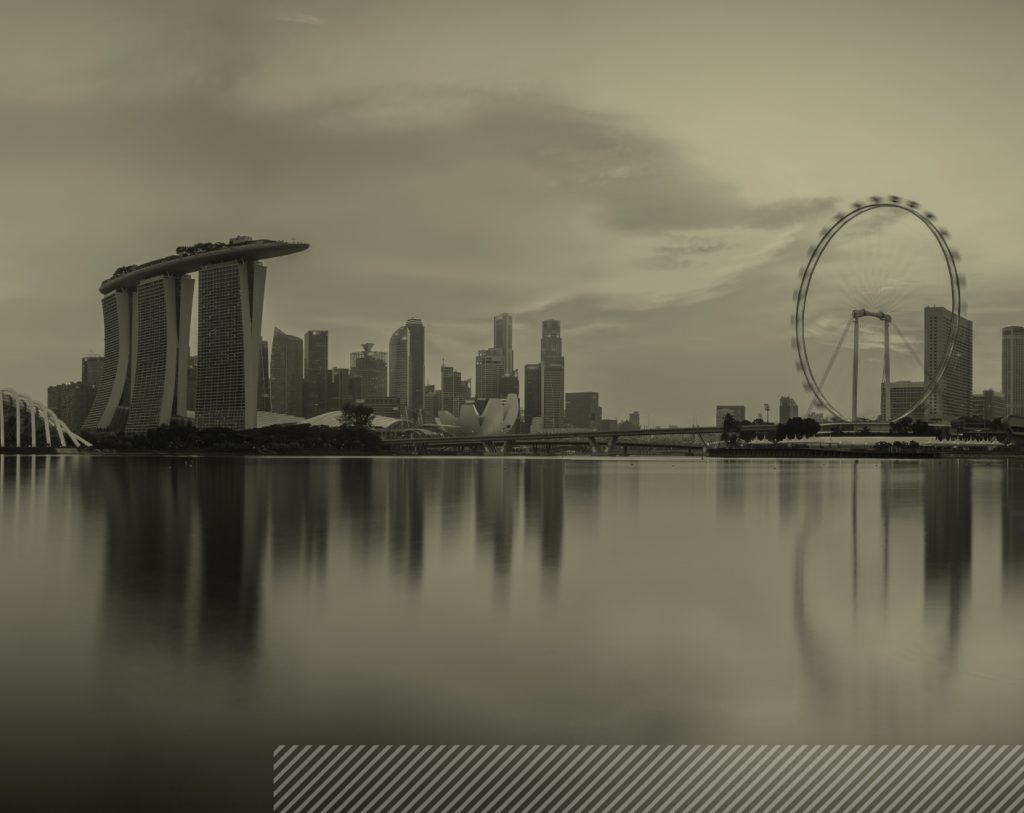 Singapore skyline with beige transparent layer